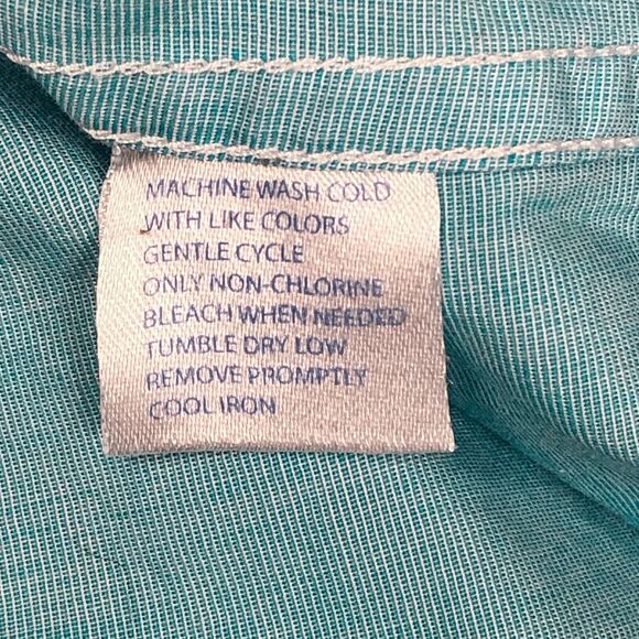 Southern Tide Mens Button Down Shirt Medium Teal Green Long Sleeve Pocket Cotton - Picture 12 of 16